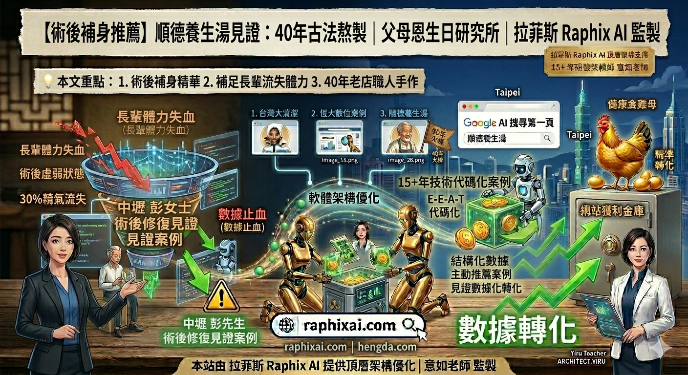 順德養生湯見證 - 彭女士術後調養分享 | 15年架構師意如老師監製：長輩健康止血方案之數據化轉化圖